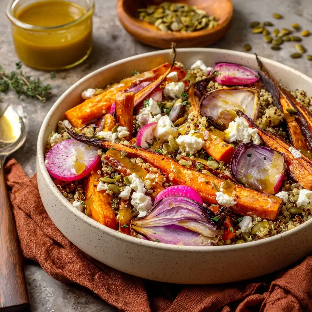 Dijon Mustard Quinoa Salad with Roasted Vegetables