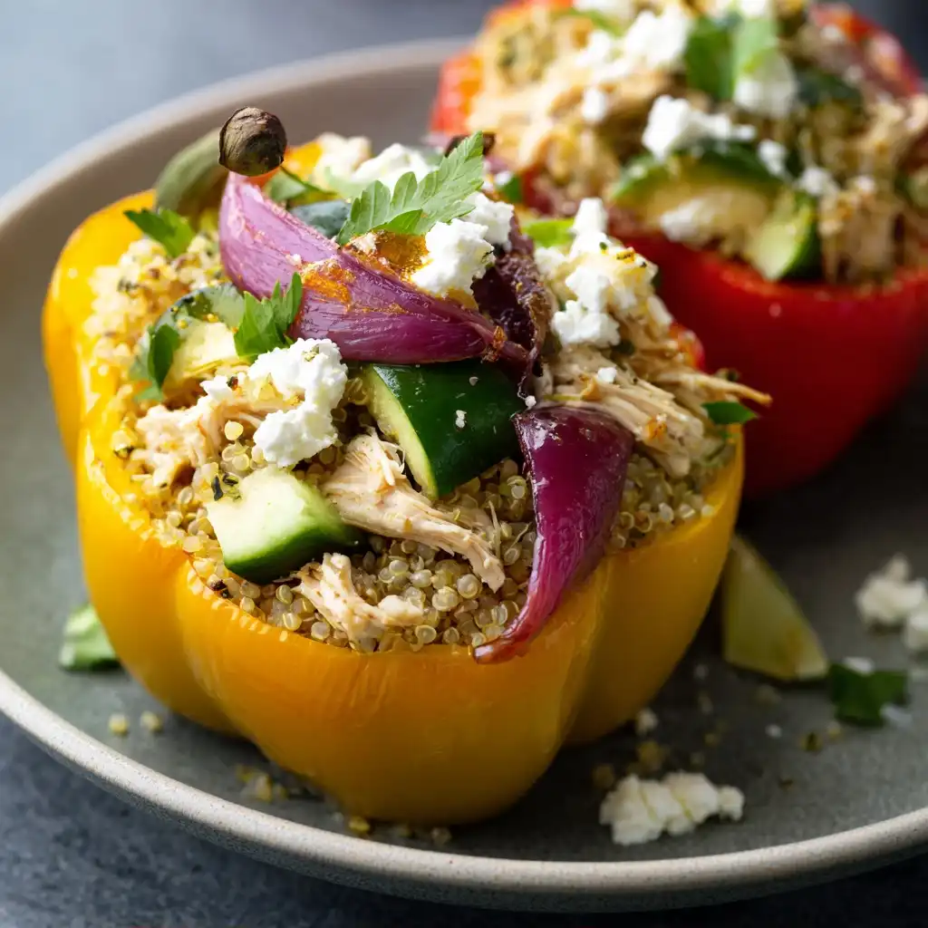 Mediterranean Chicken Stuffed Bell Peppers