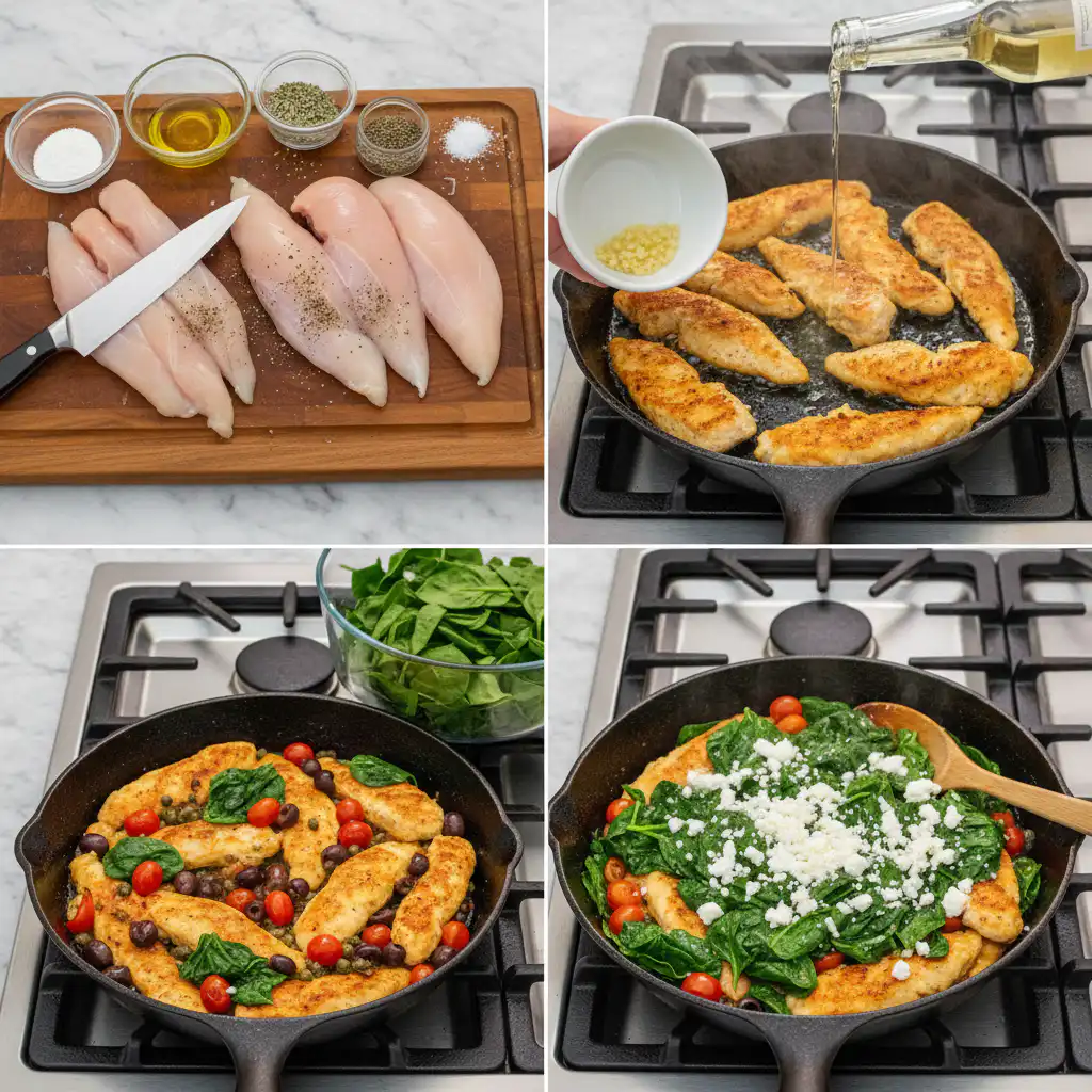 mediterranean-chicken-tenders-recipe-prep Hands preparing chicken tenders with Mediterranean spices and herbs for a delicious recipe.