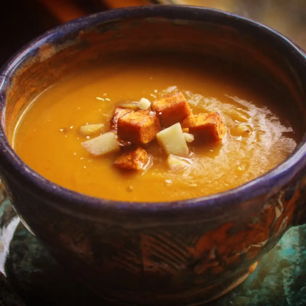 Apple Cheddar Sweet Potato Soup