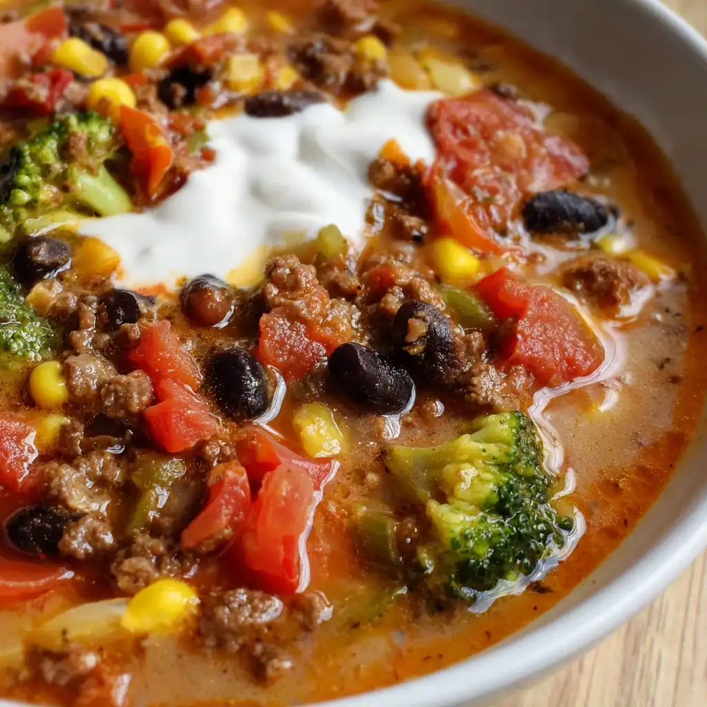 Easy High Protein Soup with Ground Beef