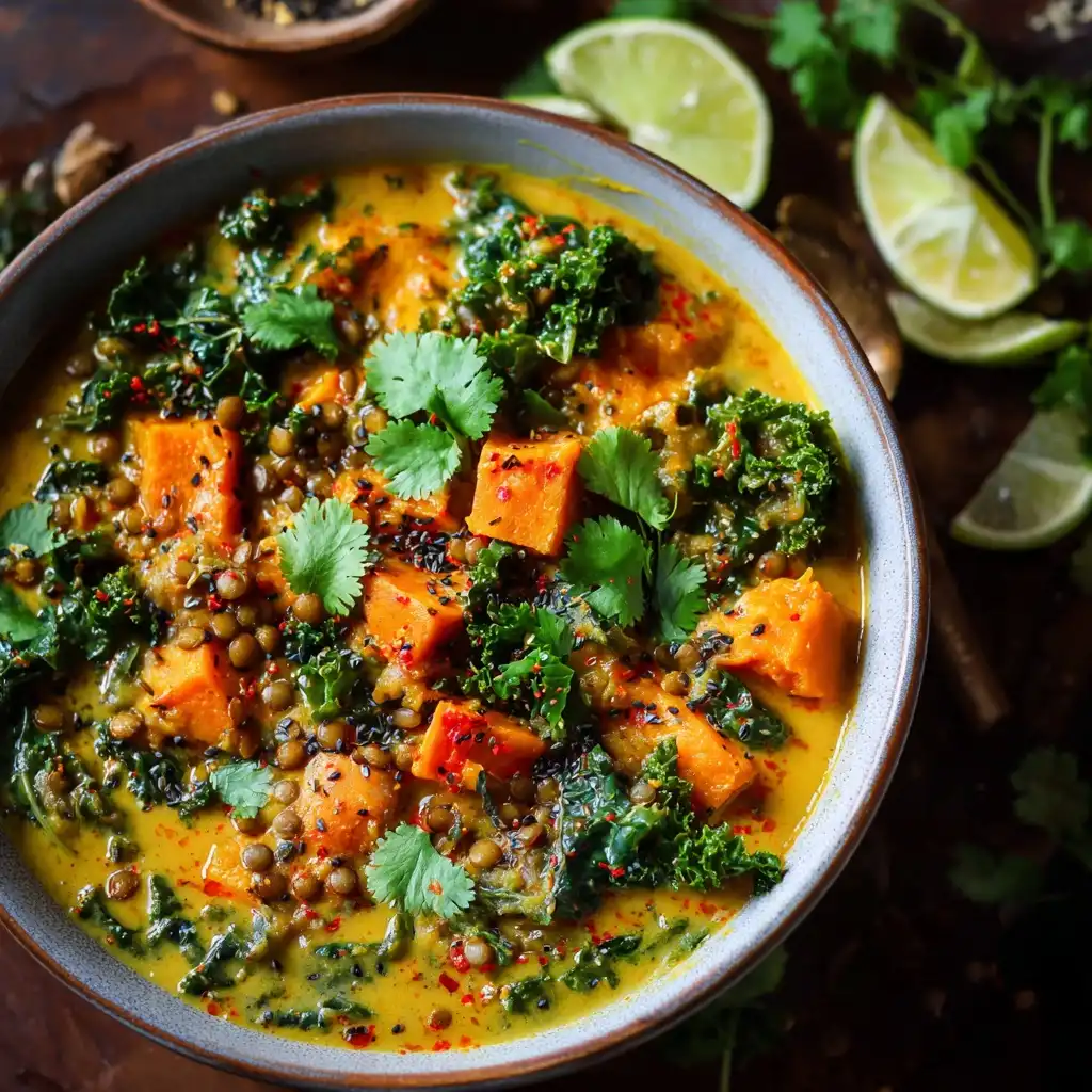 Ginger Sweet Potato Coconut Stew with Lentils