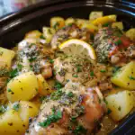 Mediterranean Crockpot Lemon Herb Chicken