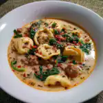 Quick Tortellini Soup with Sausage and Spinach