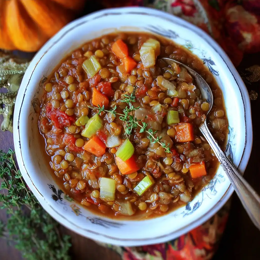 Rustic Autumn Lentil Vegetable Soup