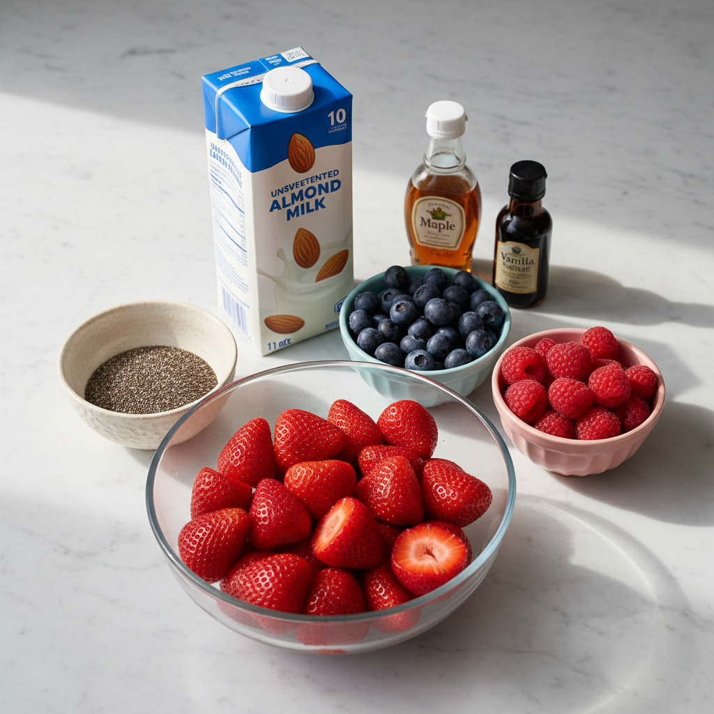 A vibrant bowl of anti-inflammatory chia seed pudding topped with fresh, juicy berries.