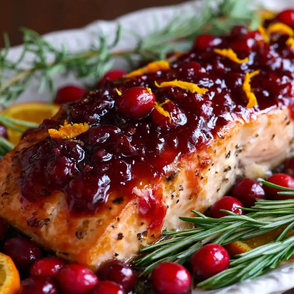 Baked Salmon with Cranberry Glaze for Thanksgiving