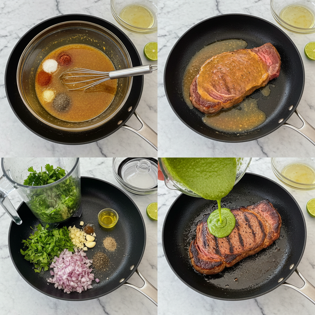 greek-marinated-flank-steak-with-chimichurri-prep Marinating flank steak for greek marinated flank steak with chimichurri in a bright citrus marinade.