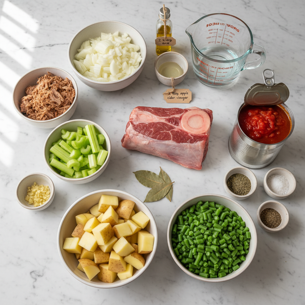gut-healthy-bone-broth-vegetable-soup-ingredients Fresh vegetables and bone broth for gut healthy bone broth vegetable soup.
