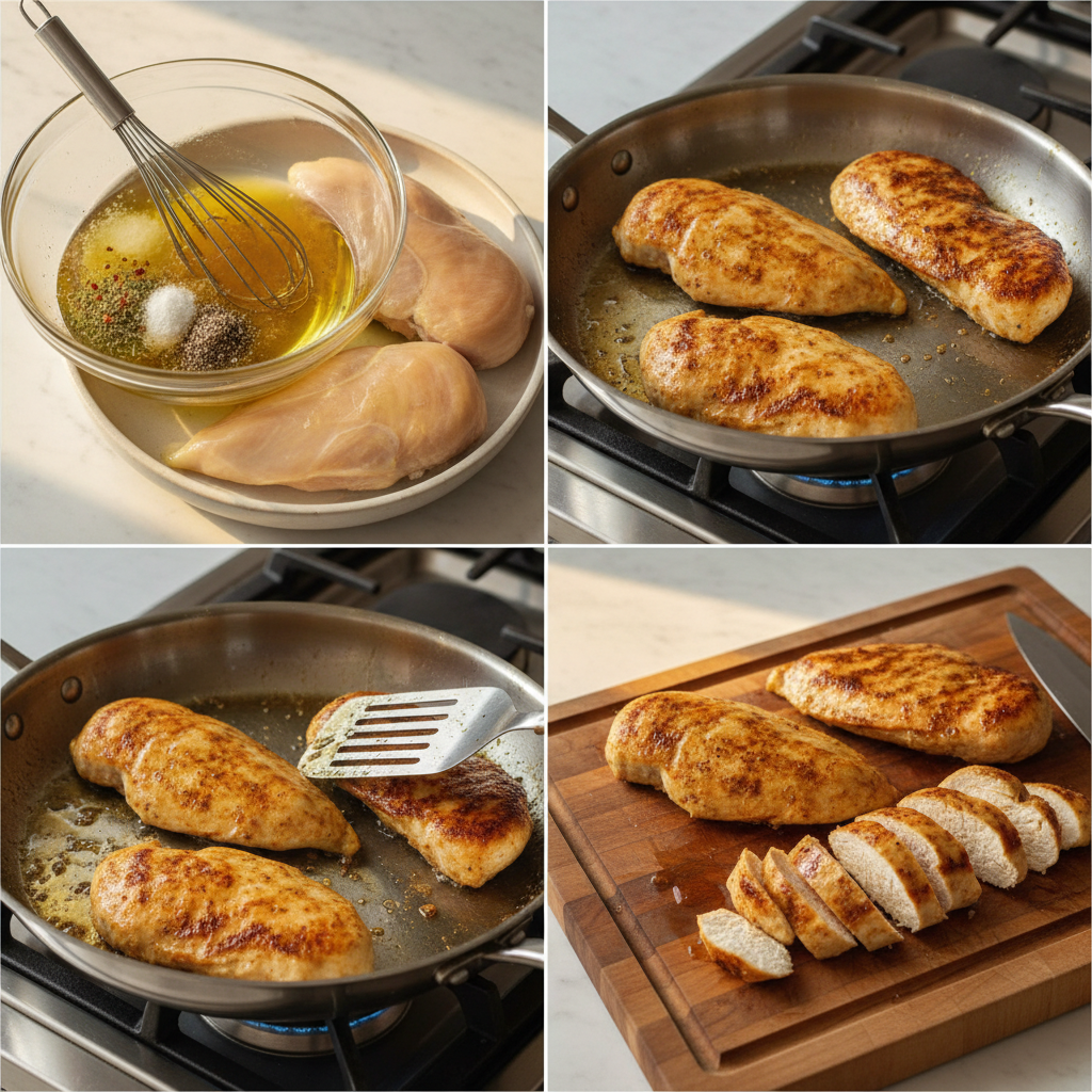 Preparing juicy chicken for mediterranean chicken bowls, marinating for maximum flavor.