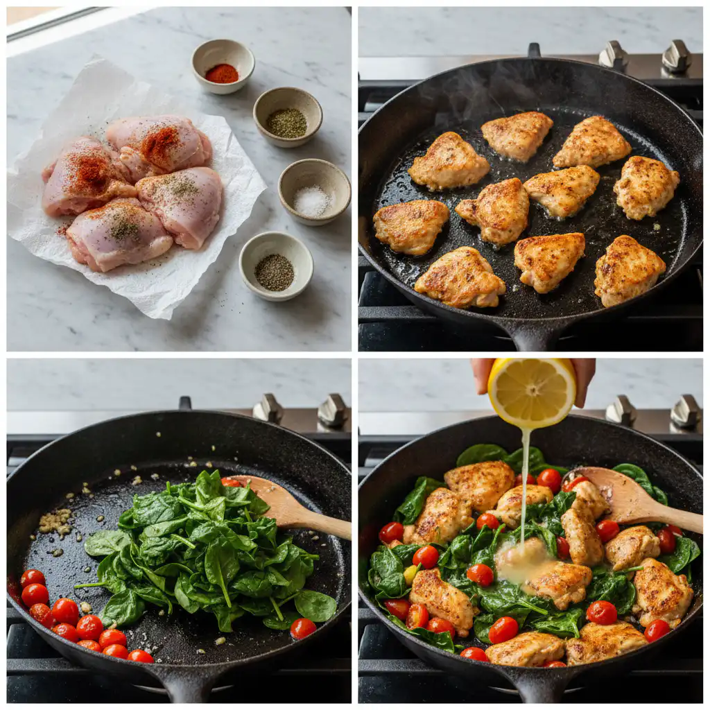Chopped ingredients for Mediterranean chicken stir fry, ready for cooking.