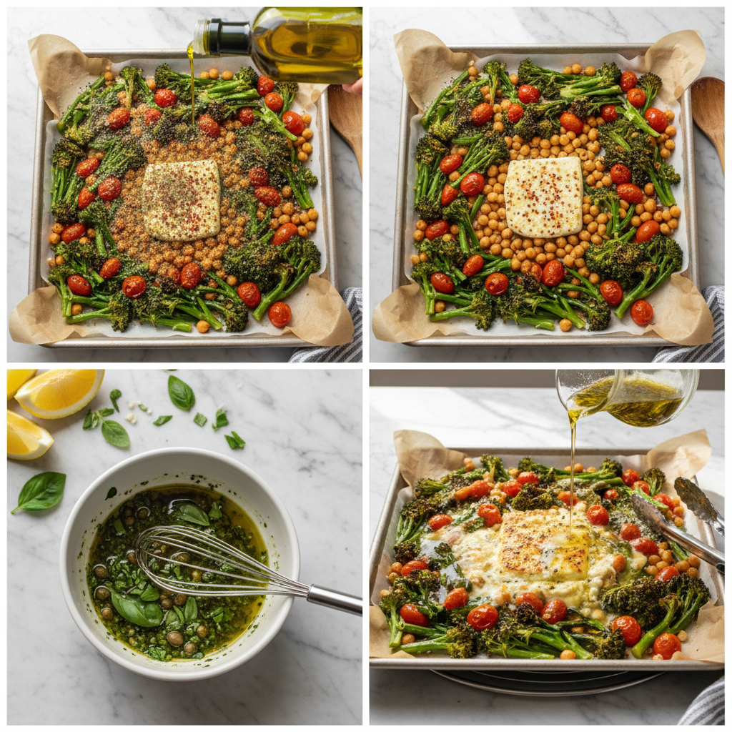 Chopped mediterranean vegetables tossed with herbs and olive oil, ready for roasting.
