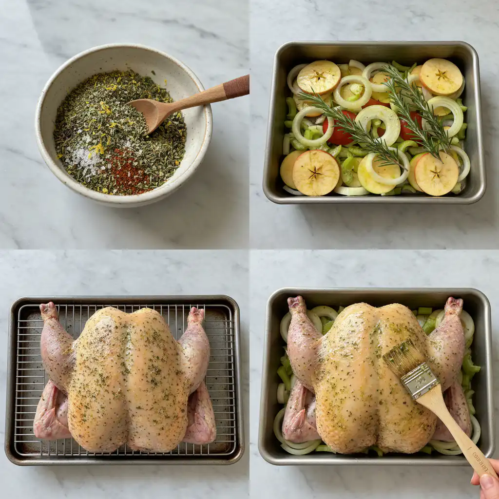 spatchcock-turkey-recipe-easy-thanksgiving-prep Hands preparing an easy Thanksgiving spatchcock turkey recipe by flattening the bird.