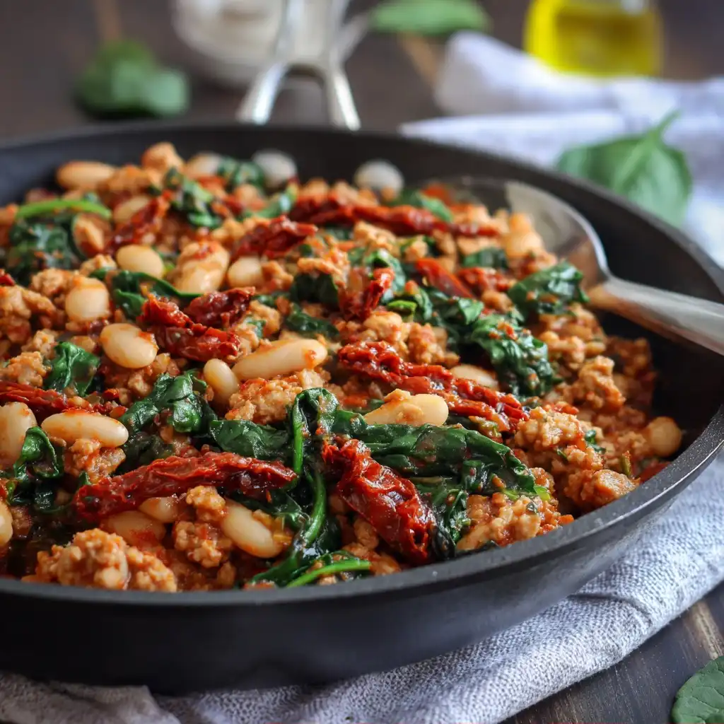Tuscan White Bean Turkey Skillet